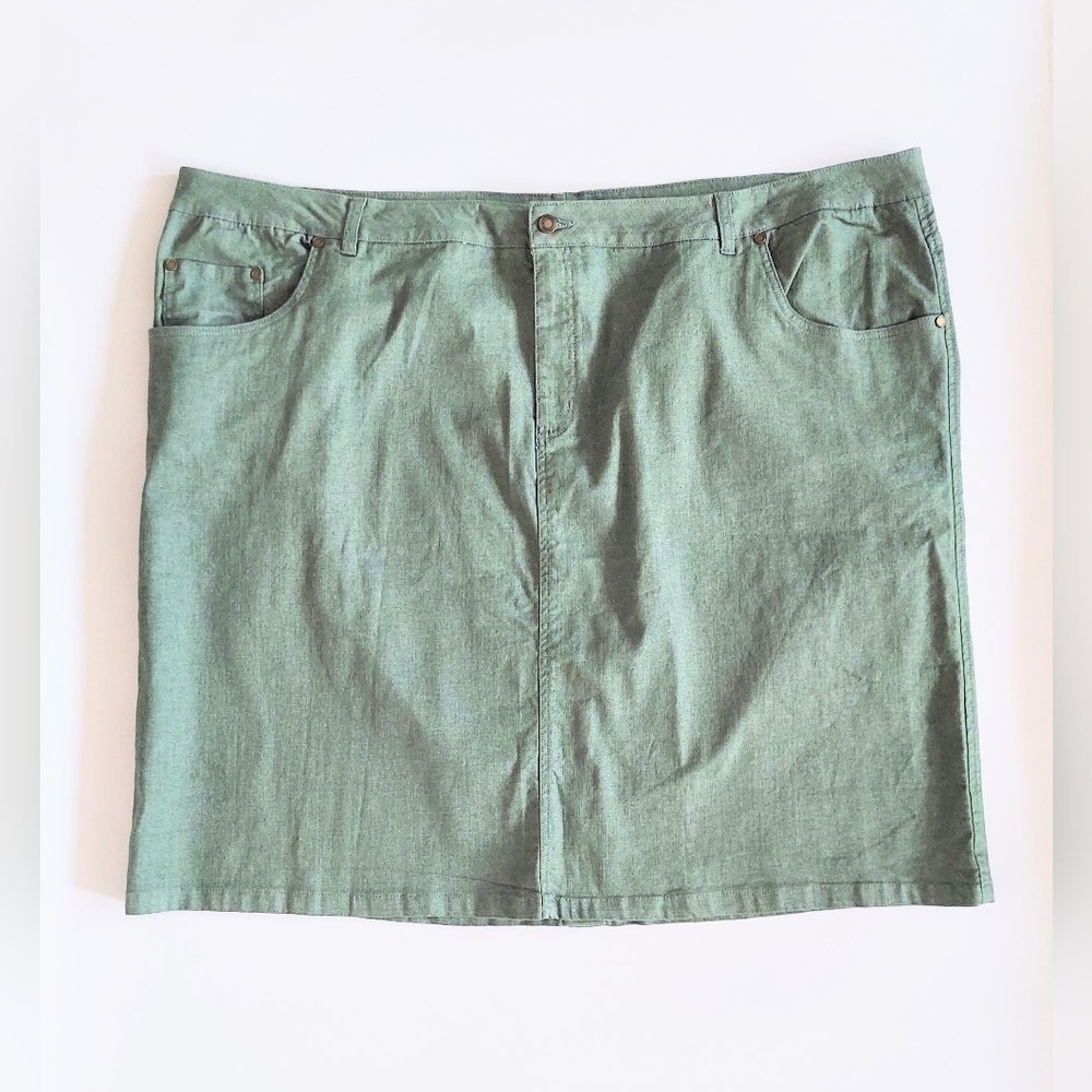 Woman Within Stretch Denim Skirt Green Size 34W